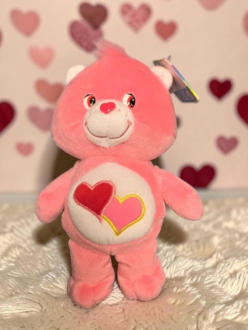 Care Bears Pink Plush Stuffed Animal with Heart Design Love-A-Lot Bear